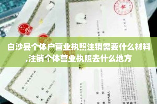 白沙县个体户营业执照注销需要什么材料,注销个体营业执照去什么地方