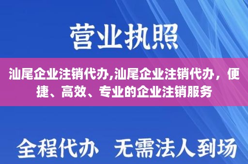 汕尾企业注销代办,汕尾企业注销代办，便捷、高效、专业的企业注销服务