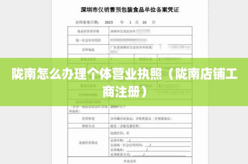 陇南怎么办理个体营业执照（陇南店铺工商注册）