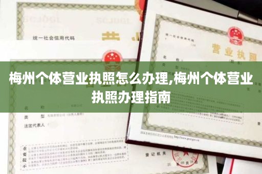 梅州个体营业执照怎么办理,梅州个体营业执照办理指南
