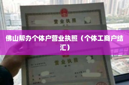 佛山帮办个体户营业执照（个体工商户结汇）