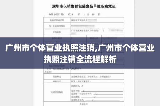 广州市个体营业执照注销,广州市个体营业执照注销全流程解析