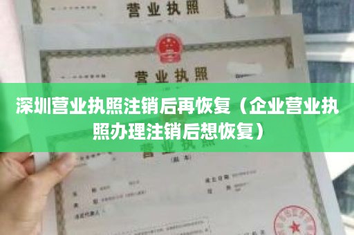 深圳营业执照注销后再恢复（企业营业执照办理注销后想恢复）