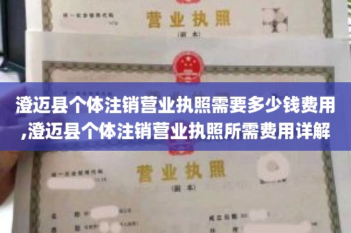 澄迈县个体注销营业执照需要多少钱费用,澄迈县个体注销营业执照所需费用详解