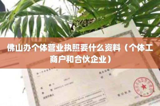 佛山办个体营业执照要什么资料（个体工商户和合伙企业）