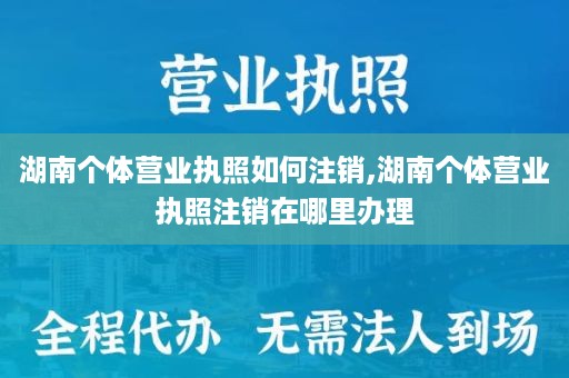 湖南个体营业执照如何注销,湖南个体营业执照注销在哪里办理