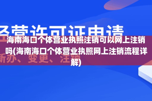 海南海口个体营业执照注销可以网上注销吗(海南海口个体营业执照网上注销流程详解)