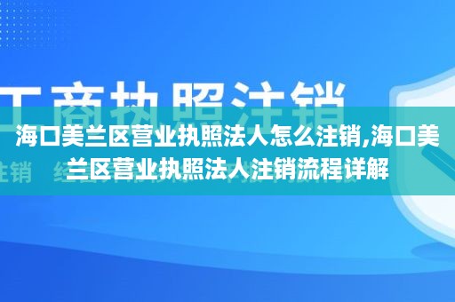 海口美兰区营业执照法人怎么注销,海口美兰区营业执照法人注销流程详解