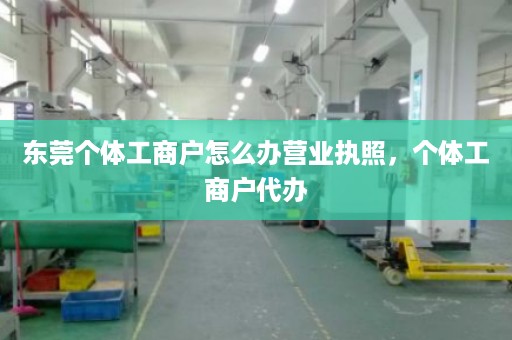 东莞个体工商户怎么办营业执照，个体工商户代办