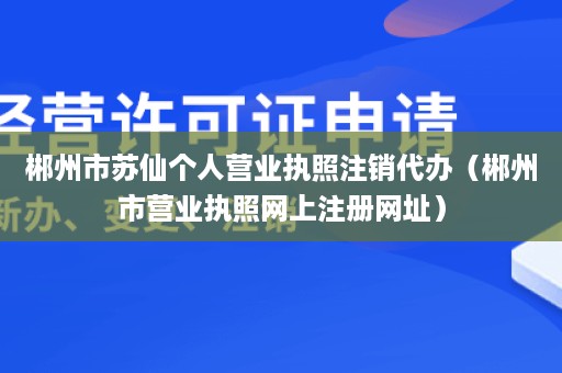 郴州市苏仙个人营业执照注销代办（郴州市营业执照网上注册网址）