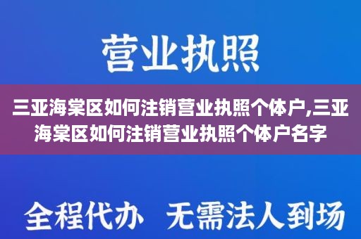 三亚海棠区如何注销营业执照个体户,三亚海棠区如何注销营业执照个体户名字