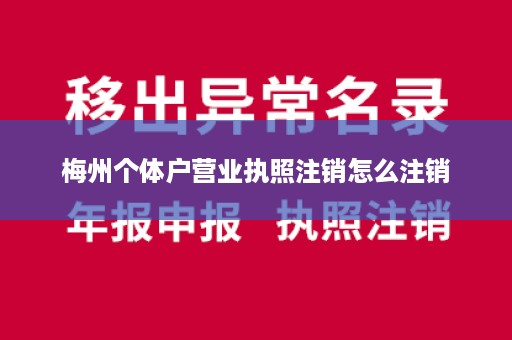 梅州个体户营业执照注销怎么注销