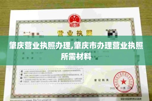 肇庆营业执照办理,肇庆市办理营业执照所需材料