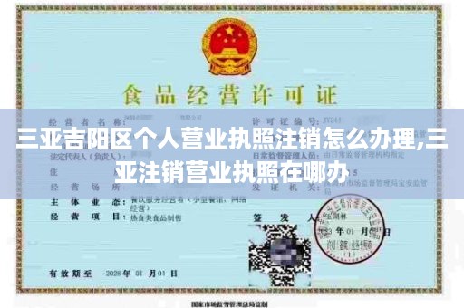 三亚吉阳区个人营业执照注销怎么办理,三亚注销营业执照在哪办