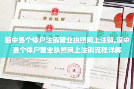 琼中县个体户注销营业执照网上注销,琼中县个体户营业执照网上注销流程详解