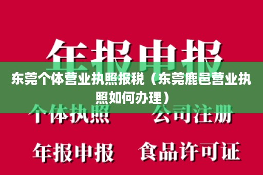 东莞个体营业执照报税（东莞鹿邑营业执照如何办理）