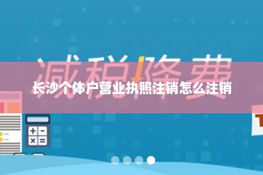 长沙个体户营业执照注销怎么注销