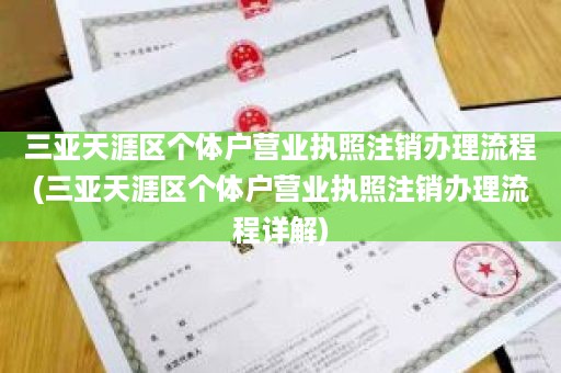 三亚天涯区个体户营业执照注销办理流程(三亚天涯区个体户营业执照注销办理流程详解)