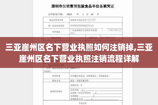 三亚崖州区名下营业执照如何注销掉,三亚崖州区名下营业执照注销流程详解
