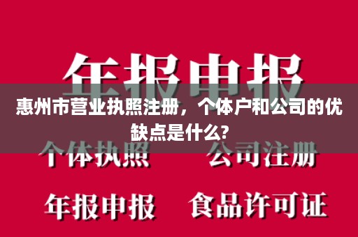 惠州市营业执照注册，个体户和公司的优缺点是什么?