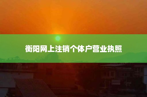 衡阳网上注销个体户营业执照