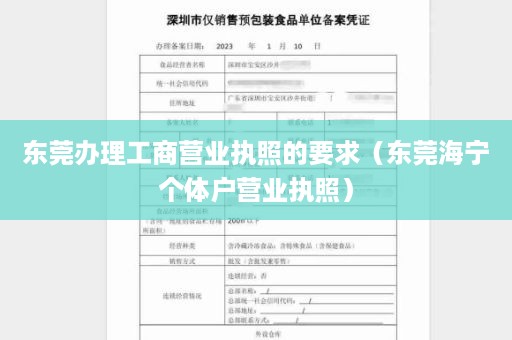 东莞办理工商营业执照的要求（东莞海宁个体户营业执照）
