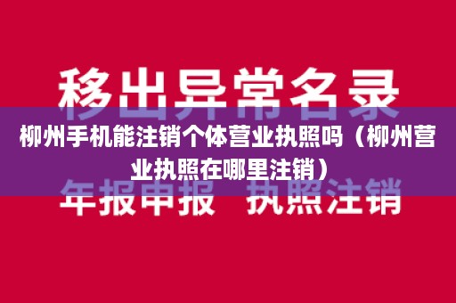 柳州手机能注销个体营业执照吗（柳州营业执照在哪里注销）