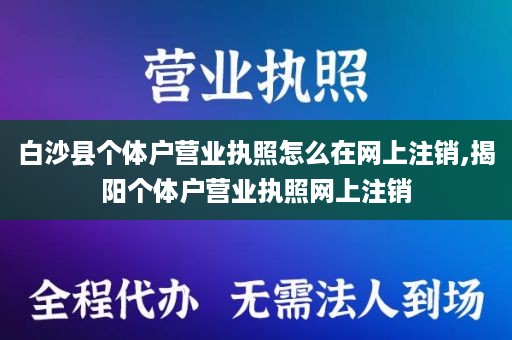 白沙县个体户营业执照怎么在网上注销,揭阳个体户营业执照网上注销