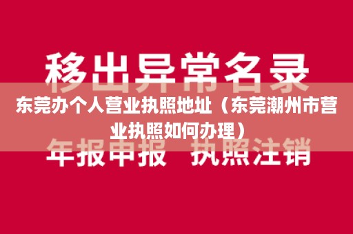 东莞办个人营业执照地址（东莞潮州市营业执照如何办理）
