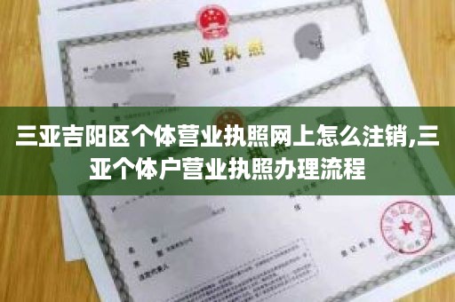 三亚吉阳区个体营业执照网上怎么注销,三亚个体户营业执照办理流程