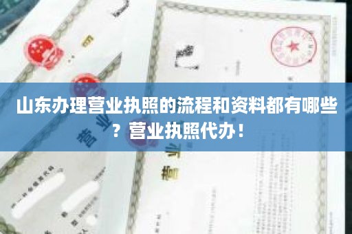 山东办理营业执照的流程和资料都有哪些？营业执照代办！