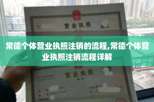 常德个体营业执照注销的流程,常德个体营业执照注销流程详解