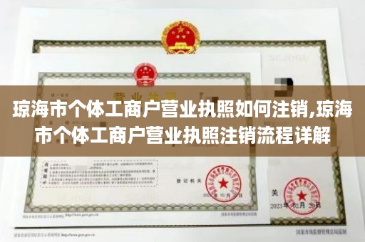 琼海市个体工商户营业执照如何注销,琼海市个体工商户营业执照注销流程详解