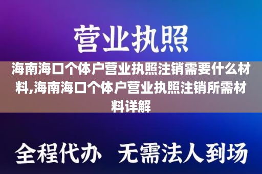 海南海口个体户营业执照注销需要什么材料,海南海口个体户营业执照注销所需材料详解