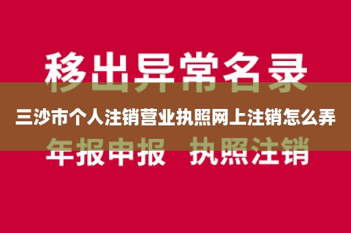 三沙市个人注销营业执照网上注销怎么弄