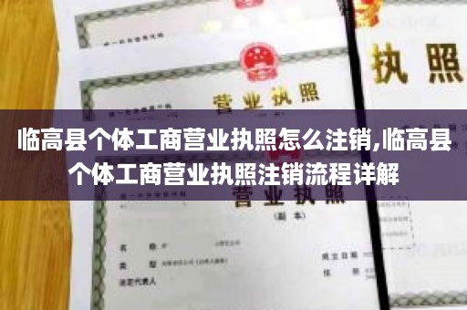 临高县个体工商营业执照怎么注销,临高县个体工商营业执照注销流程详解