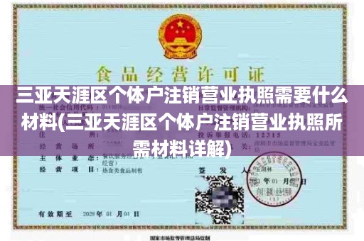 三亚天涯区个体户注销营业执照需要什么材料(三亚天涯区个体户注销营业执照所需材料详解)