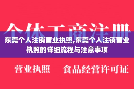 东莞个人注销营业执照,东莞个人注销营业执照的详细流程与注意事项