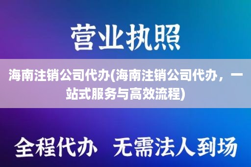 海南注销公司代办(海南注销公司代办，一站式服务与高效流程)