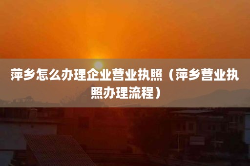 萍乡怎么办理企业营业执照（萍乡营业执照办理流程）