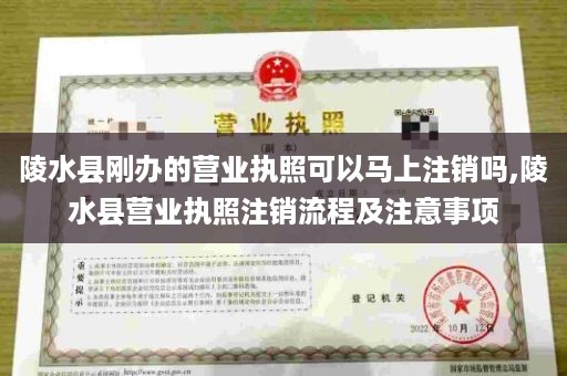 陵水县刚办的营业执照可以马上注销吗,陵水县营业执照注销流程及注意事项