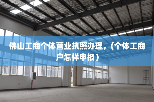 佛山工商个体营业执照办理，(个体工商户怎样申报）