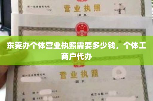 东莞办个体营业执照需要多少钱，个体工商户代办