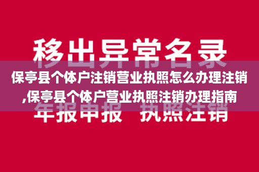 保亭县个体户注销营业执照怎么办理注销,保亭县个体户营业执照注销办理指南
