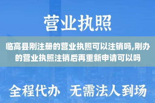 临高县刚注册的营业执照可以注销吗,刚办的营业执照注销后再重新申请可以吗