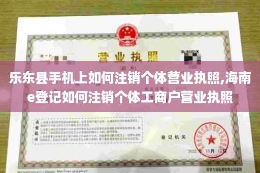 乐东县手机上如何注销个体营业执照,海南e登记如何注销个体工商户营业执照