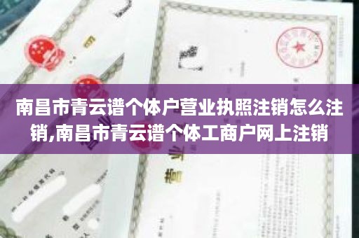 南昌市青云谱个体户营业执照注销怎么注销,南昌市青云谱个体工商户网上注销