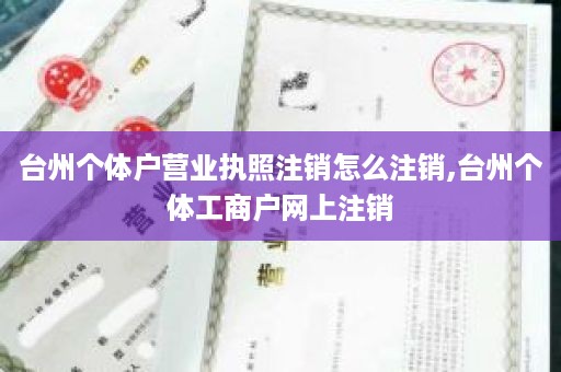台州个体户营业执照注销怎么注销,台州个体工商户网上注销