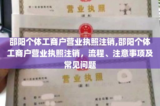 邵阳个体工商户营业执照注销,邵阳个体工商户营业执照注销，流程、注意事项及常见问题