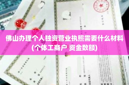 佛山办理个人独资营业执照需要什么材料(个体工商户 资金数额)